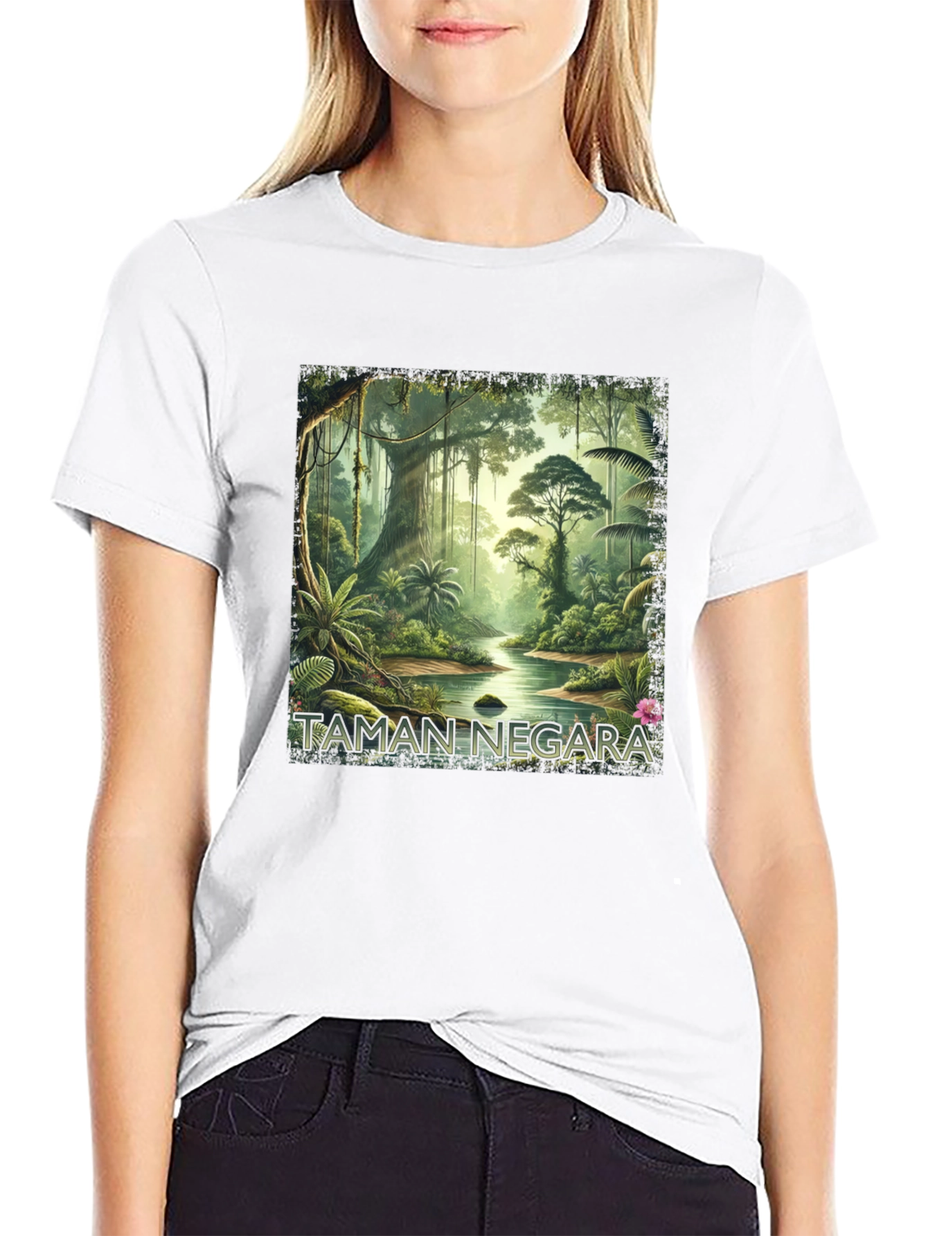 Taman Negara Jungle Print Black T-Shirt