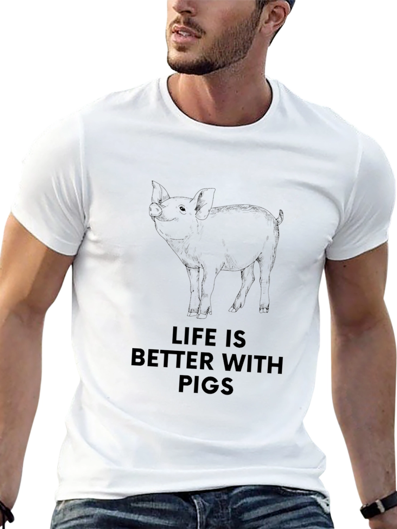 Life Is Better With Pigs Graphic Tee - Black