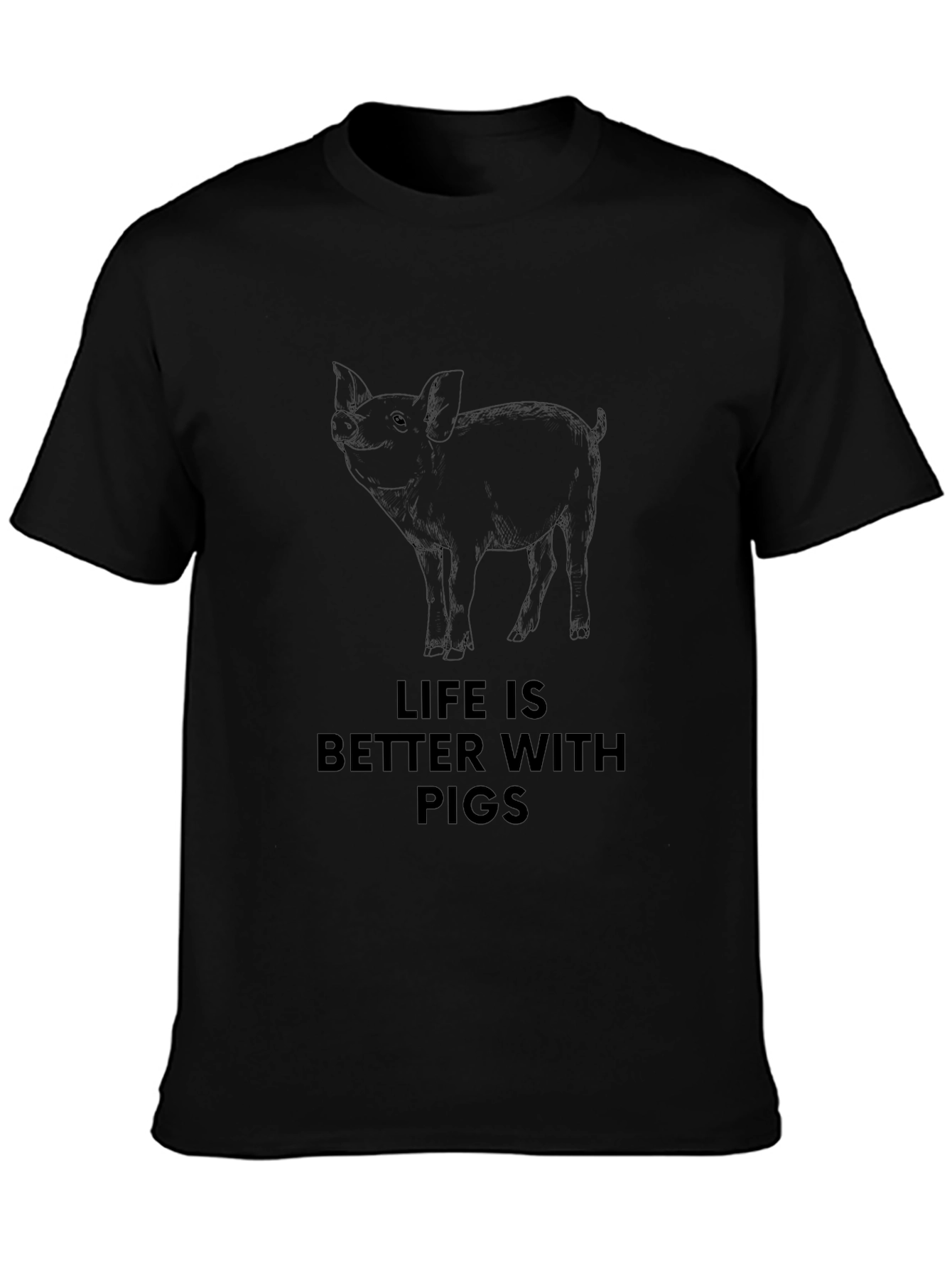 Life Is Better With Pigs Graphic Tee - Black