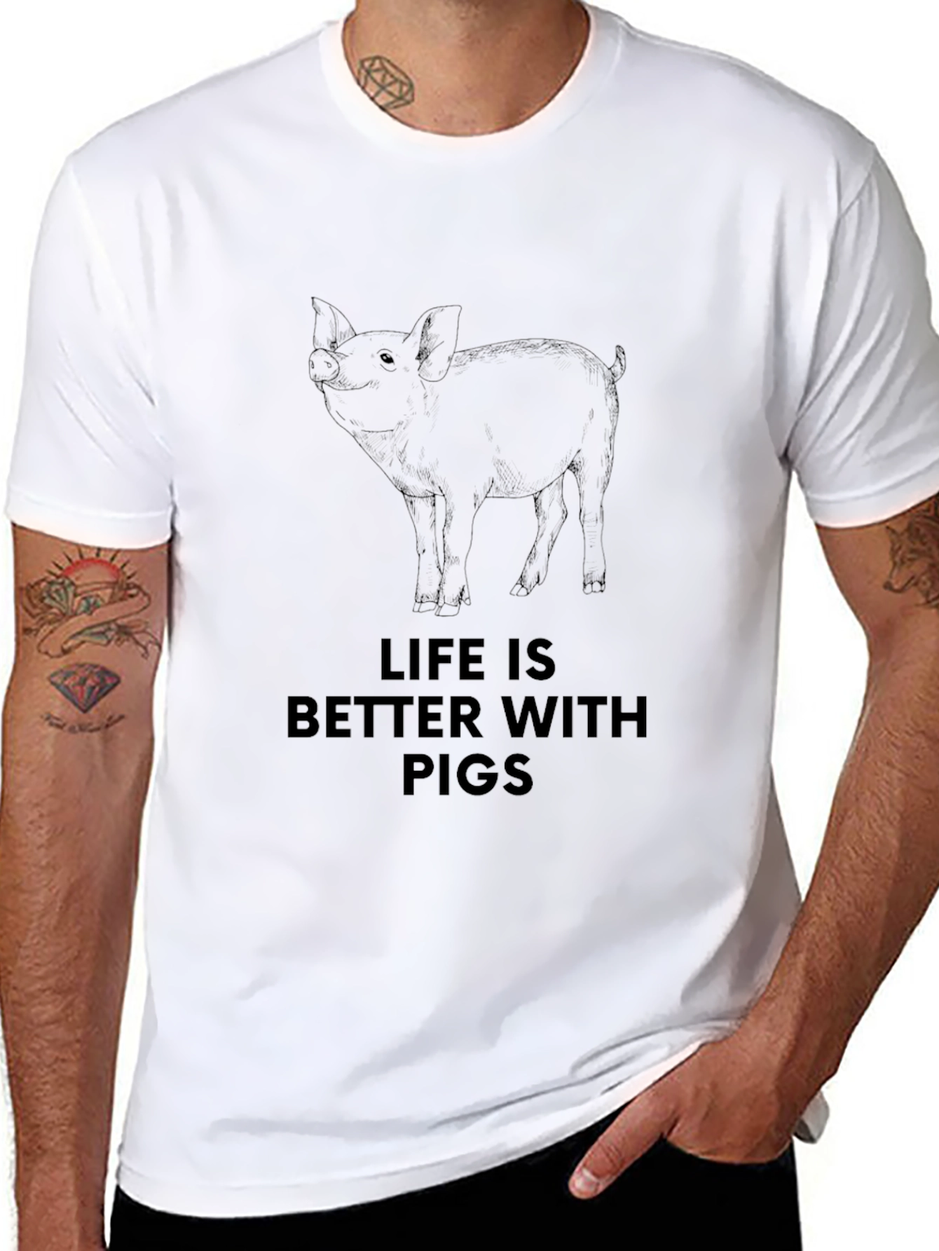 Life Is Better With Pigs Graphic Tee - Black