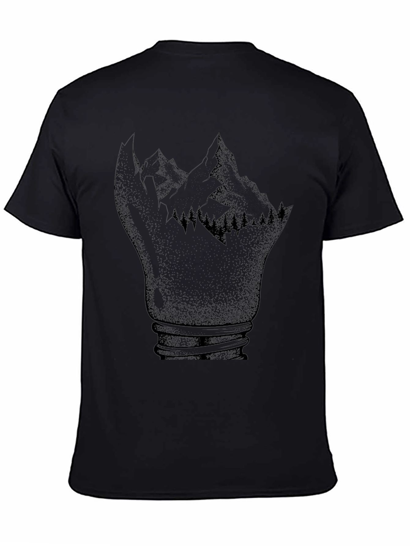 Mountainscape Lightbulb Black T-Shirt