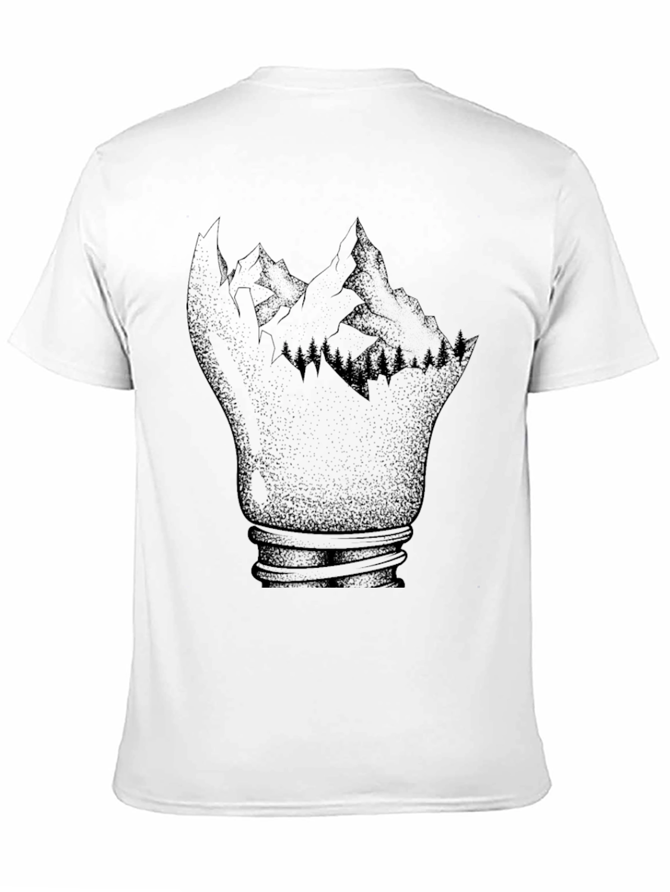 Mountainscape Lightbulb Black T-Shirt