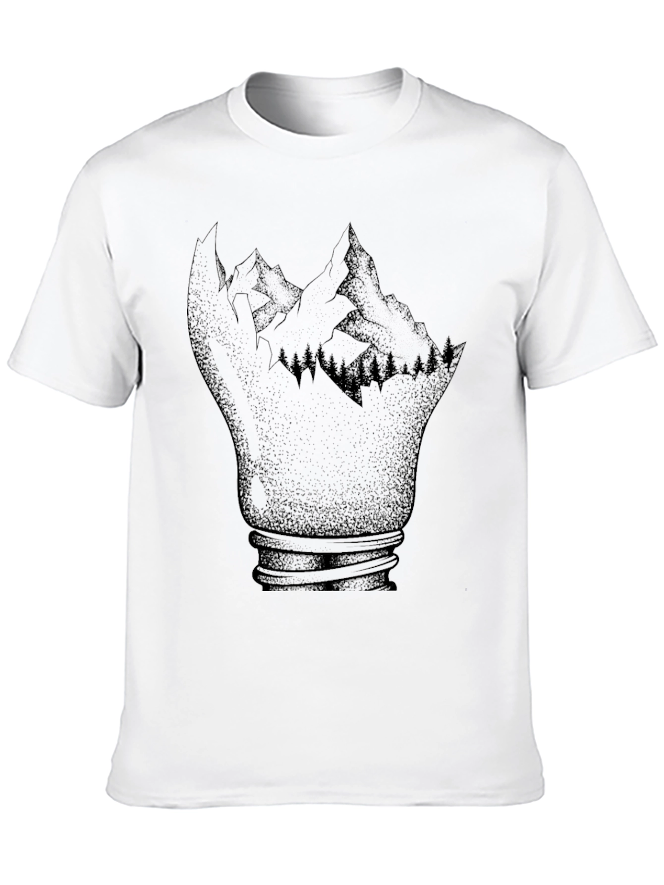 Mountainscape Lightbulb Black T-Shirt