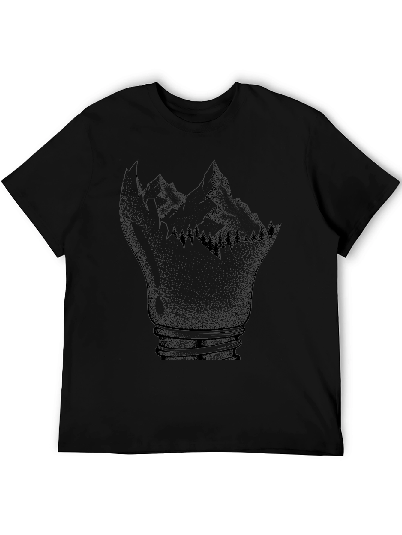 Mountainscape Lightbulb Black T-Shirt