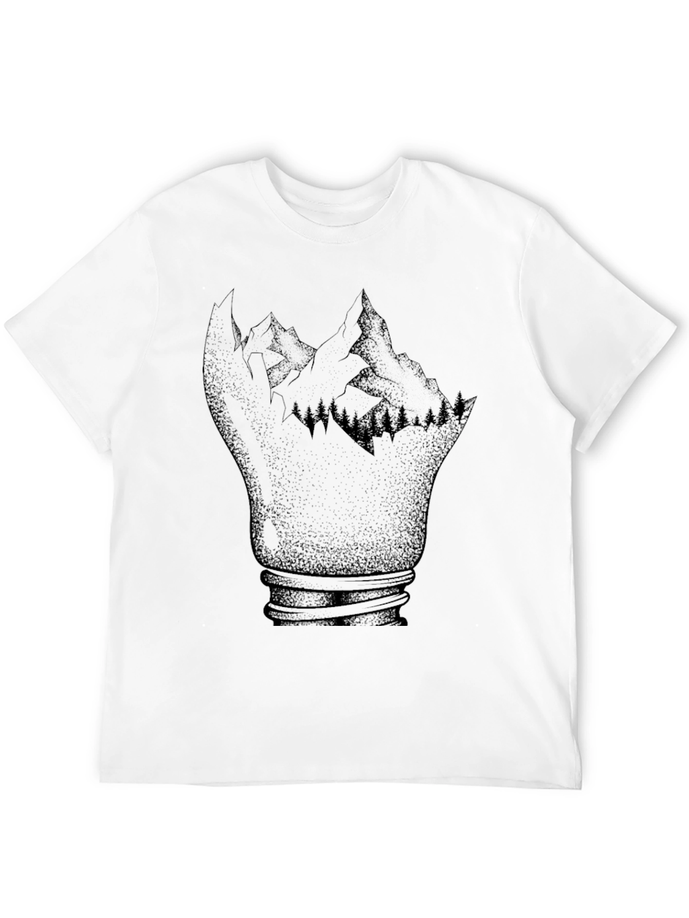 Mountainscape Lightbulb Black T-Shirt