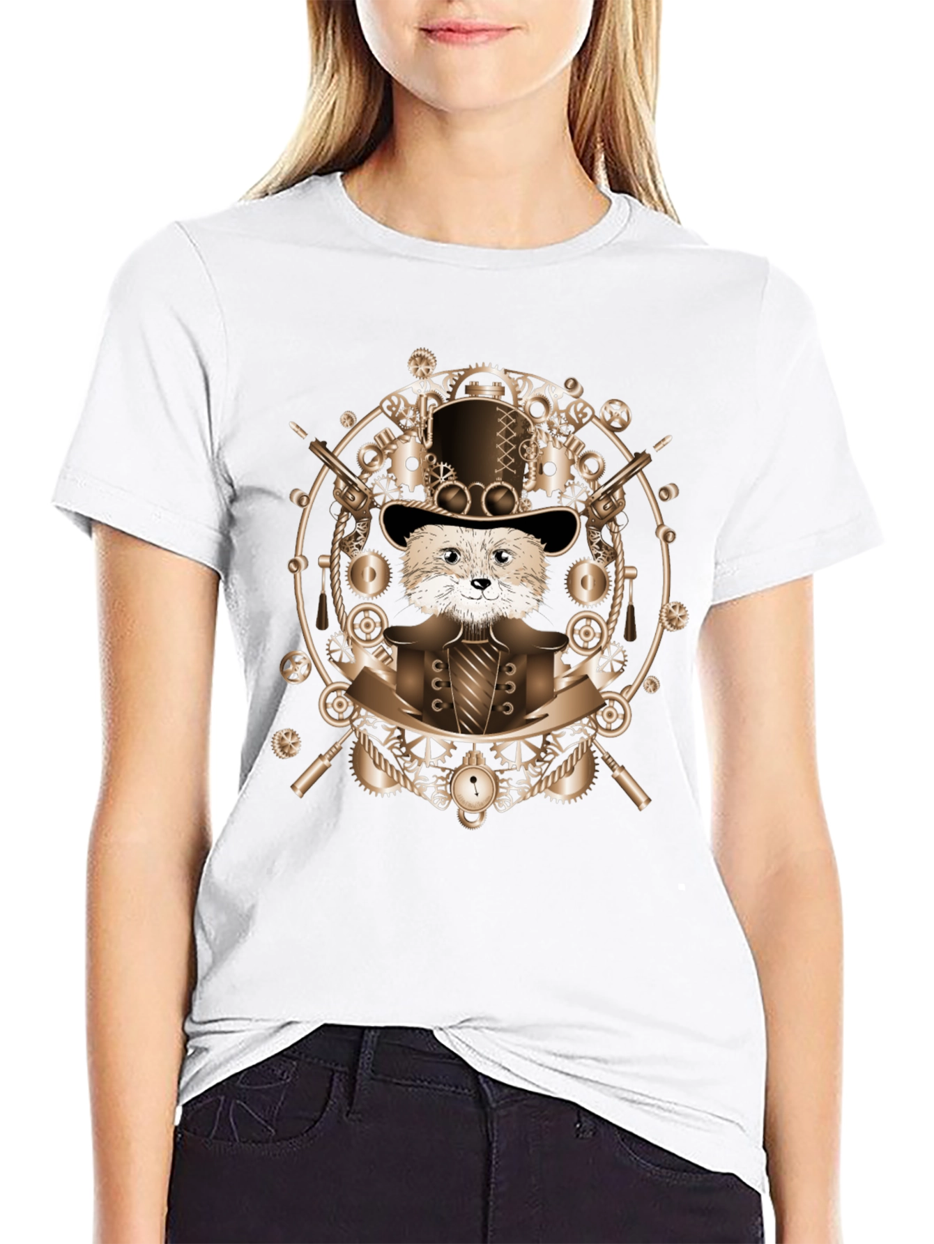 Steampunk Otter T-Shirt - Cog & Gear Design