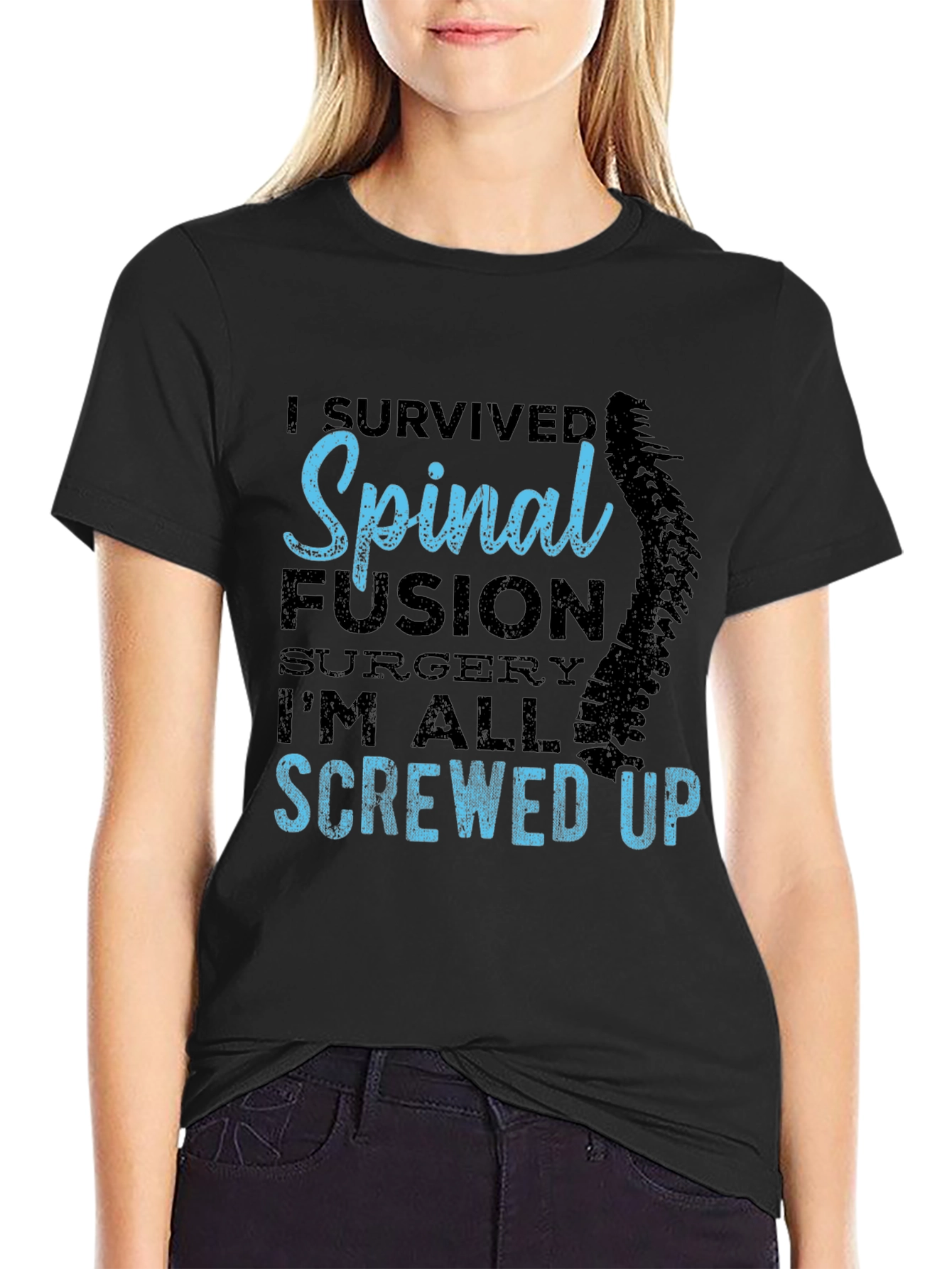 Spinal Fusion Survivor Graphic Tee - Black