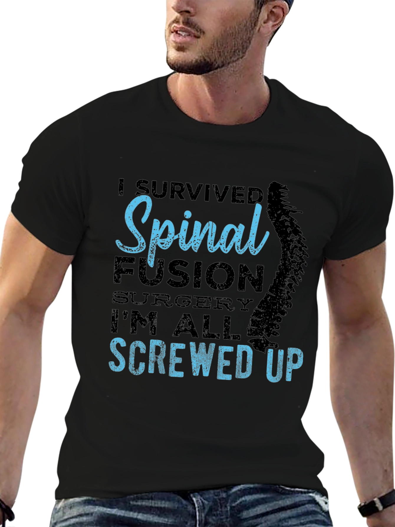 Spinal Fusion Survivor Graphic Tee - Black