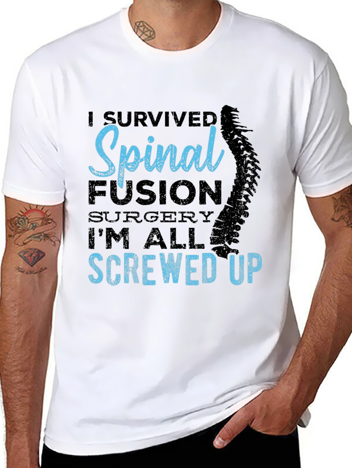 Spinal Fusion Survivor Graphic Tee - Black