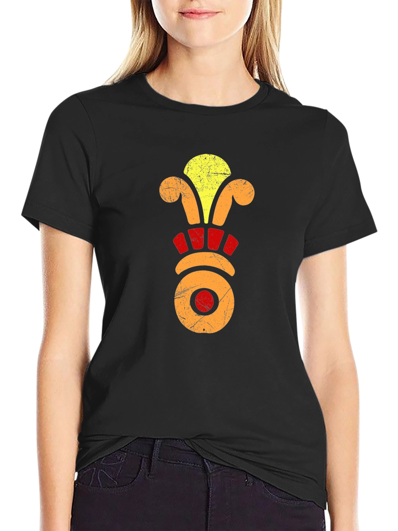 Aztec Motif Black T-Shirt