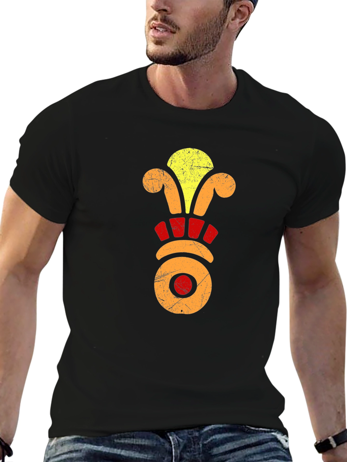 Aztec Motif Black T-Shirt