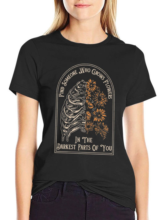 Floral Ribcage Graphic T-Shirt - Dark Humor Tee