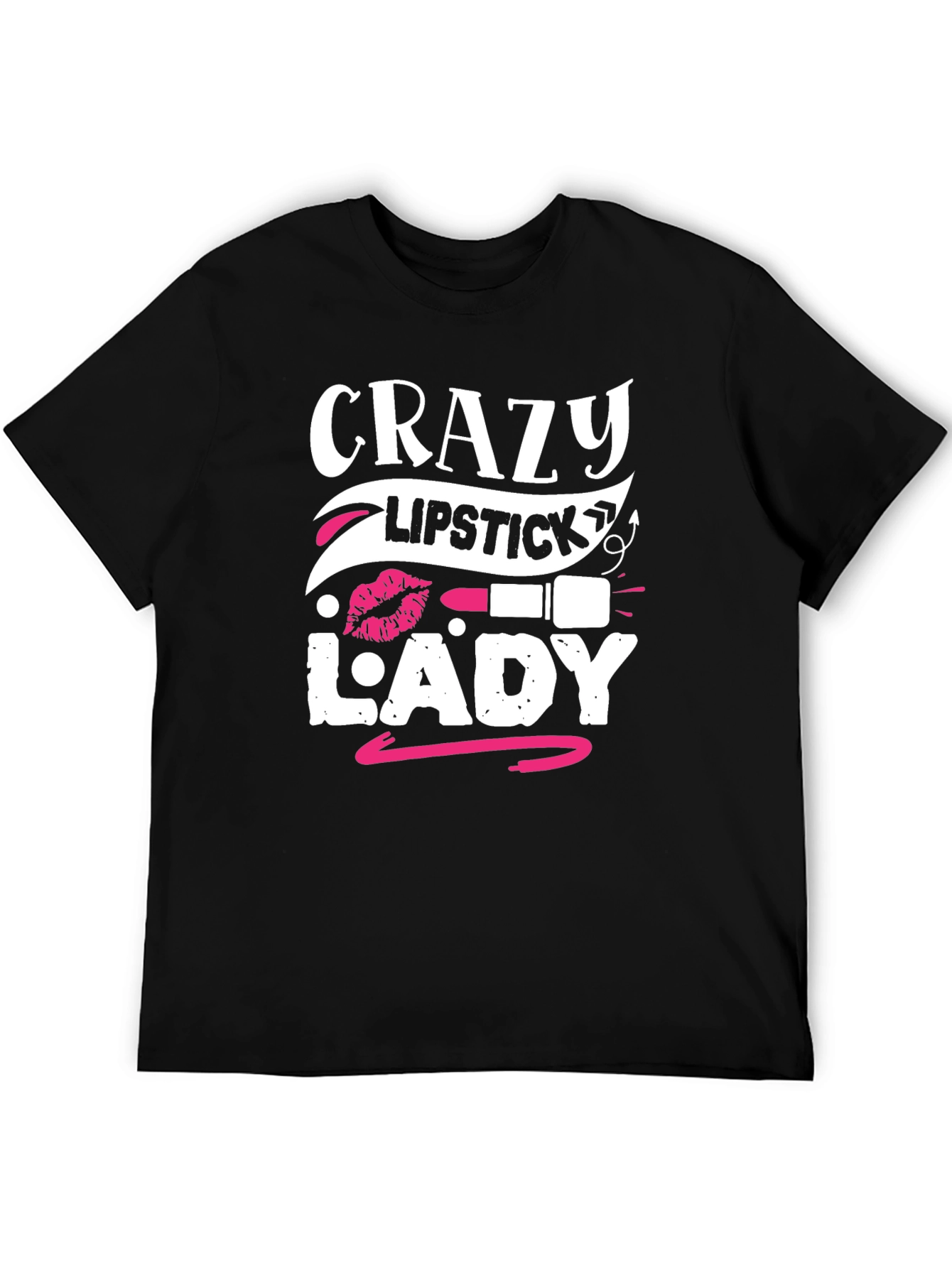 Crazy Lipstick Lady Graphic Tee - Black