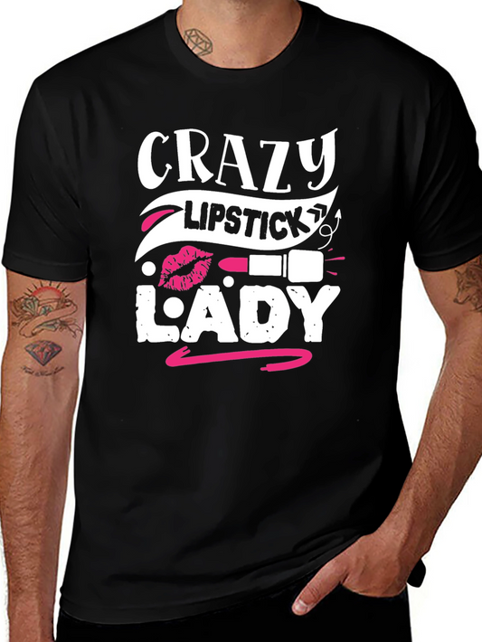 Crazy Lipstick Lady Graphic Tee - Black