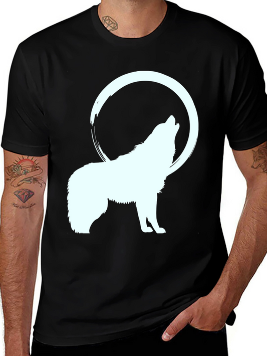Wolf Howling at Moon Graphic Tee - Black