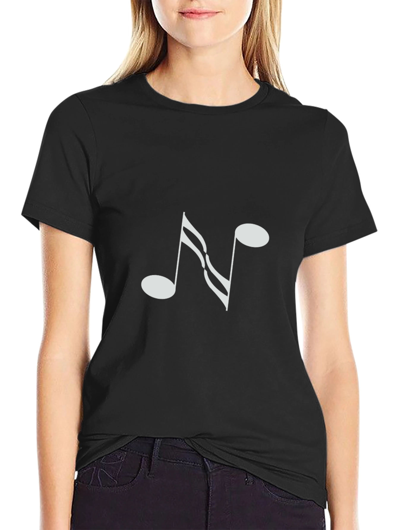Music Note Graphic Tee - Black Cotton T-Shirt