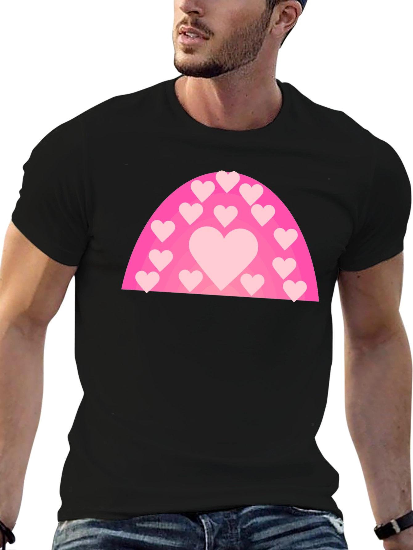 Heart Rainbow Graphic T-Shirt - Black