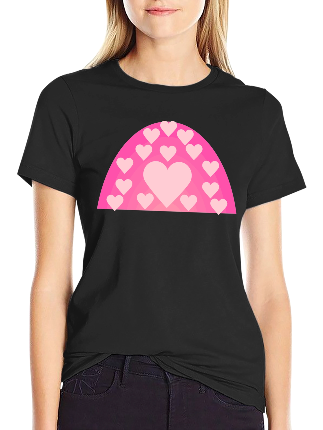 Heart Rainbow Graphic T-Shirt - Black