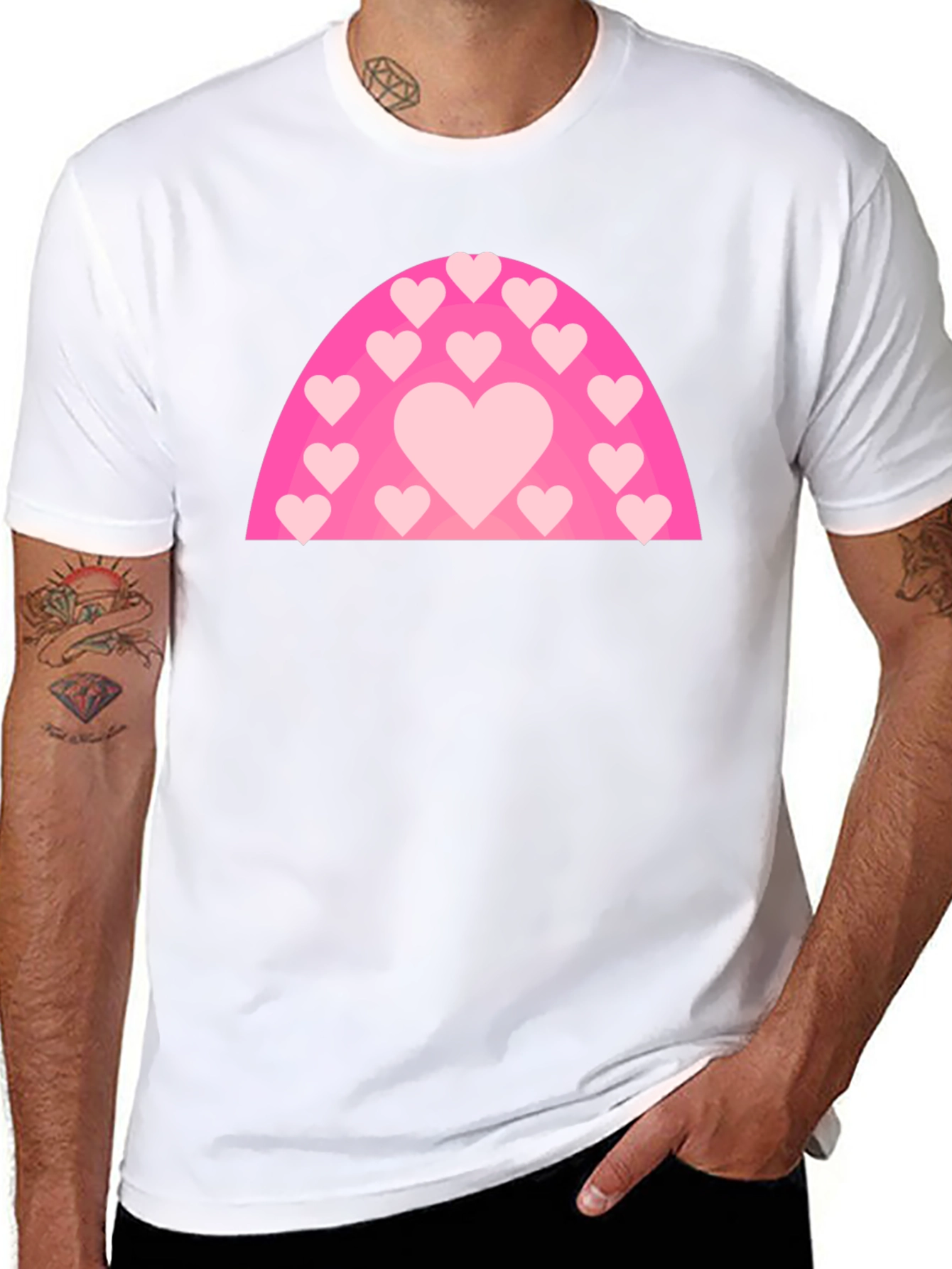 Heart Rainbow Graphic T-Shirt - Black