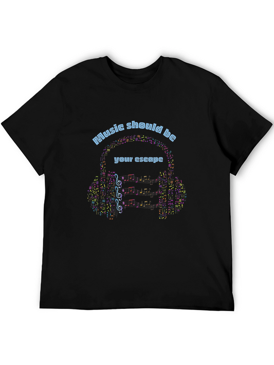 Music Escape T-Shirt: Headphones Made of Colorful Music Notes