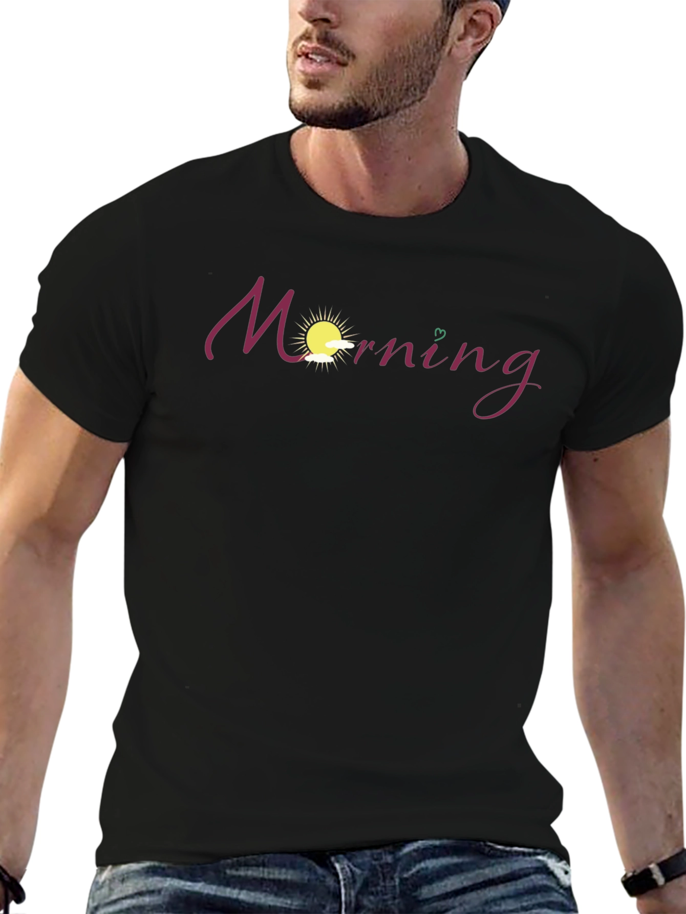 Morning Graphic Tee - Black Cotton Blend Shirt