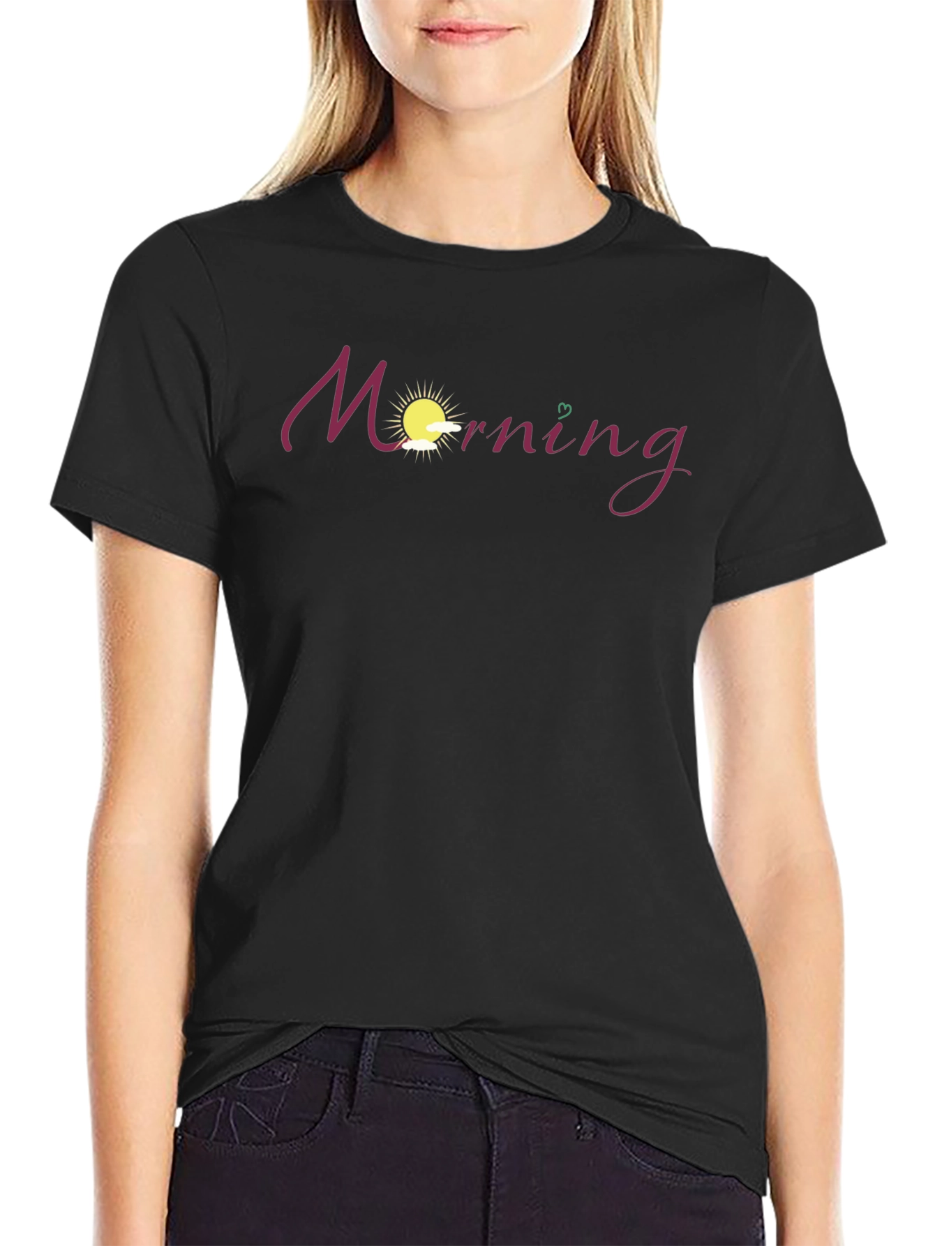 Morning Graphic Tee - Black Cotton Blend Shirt
