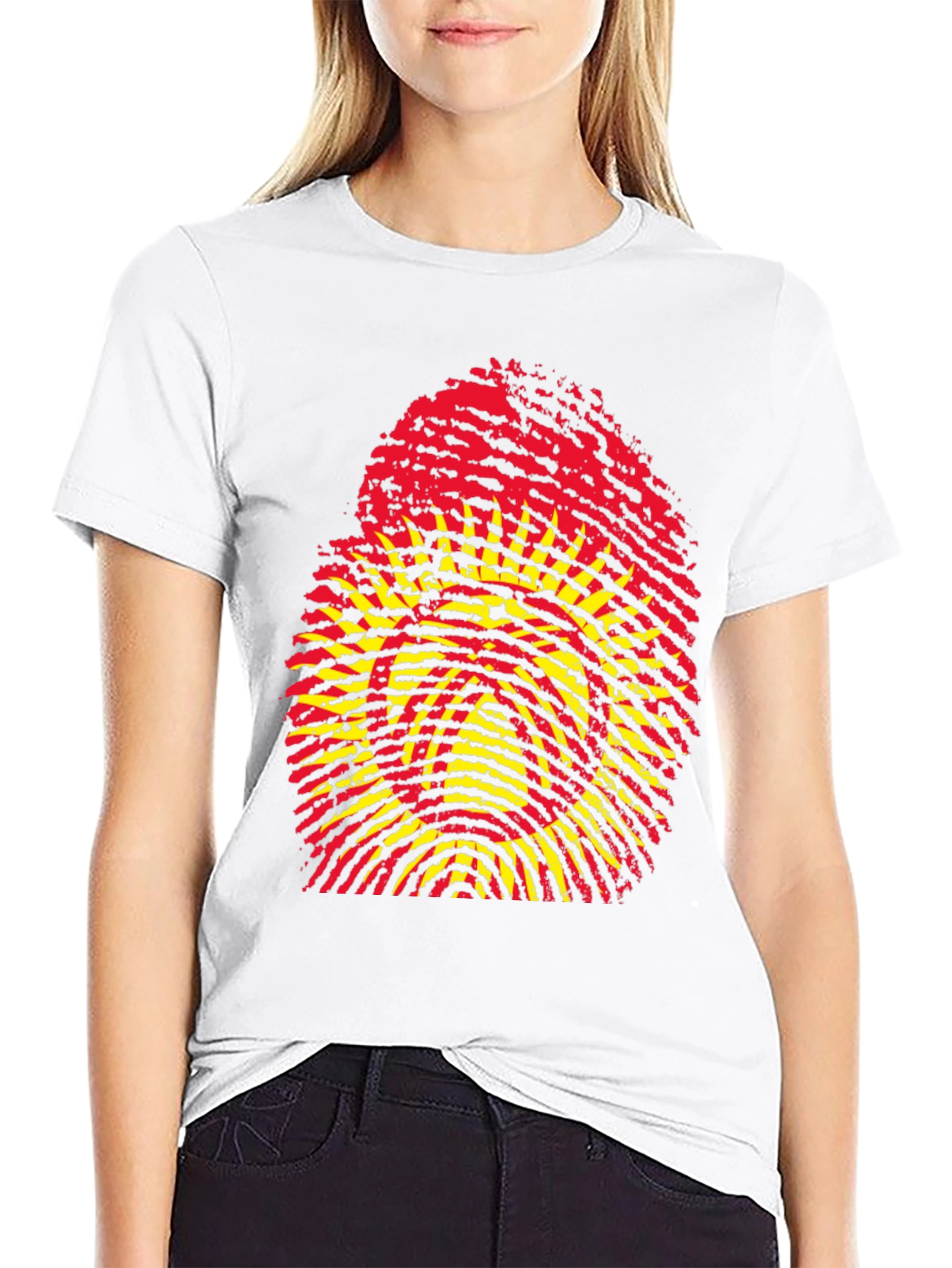 Kyrgyzstan Flag Fingerprint T-Shirt