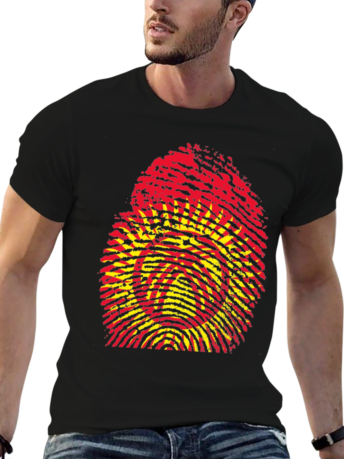 Kyrgyzstan Flag Fingerprint T-Shirt