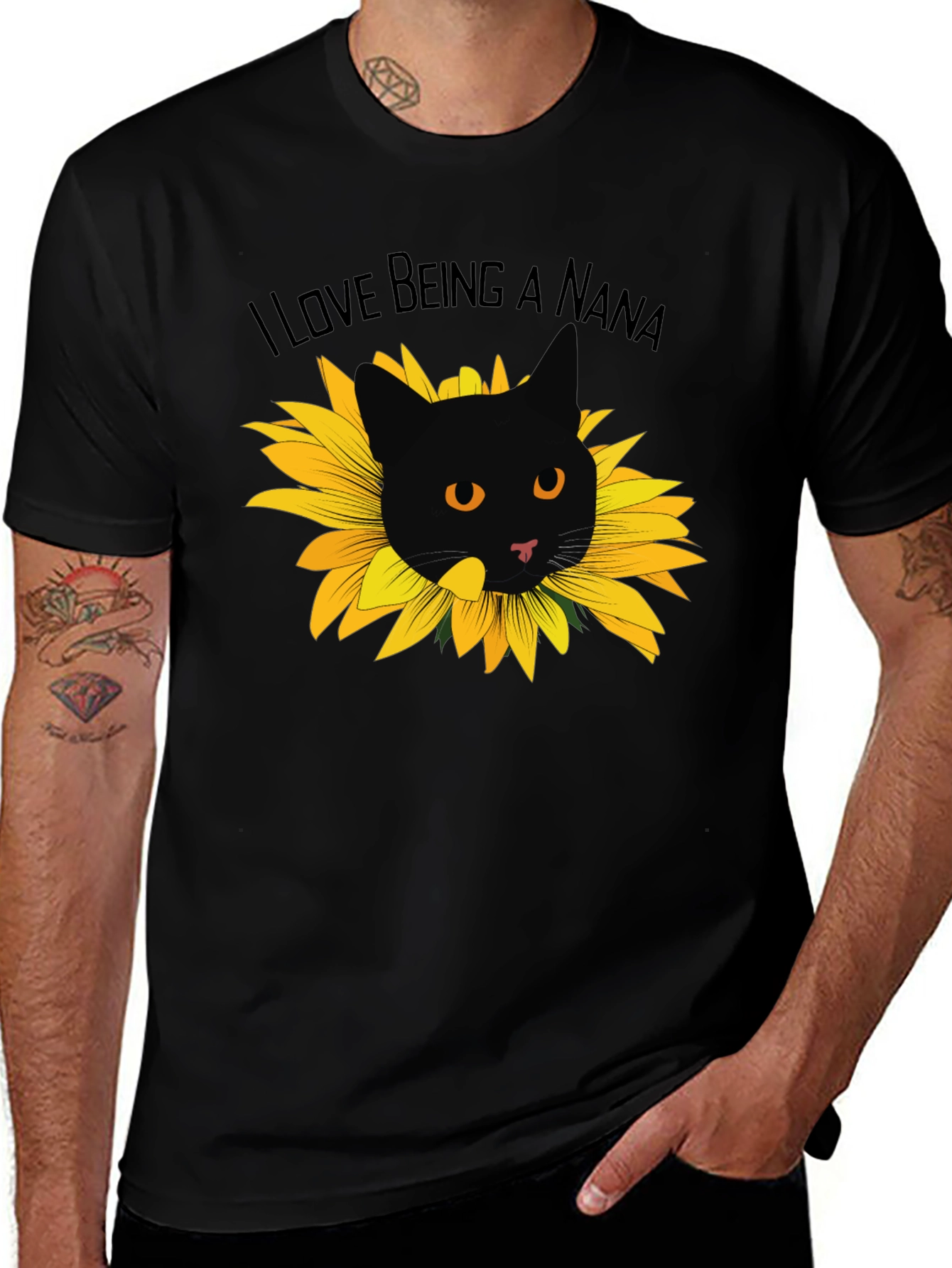 I Love Being a Nana Cat Sunflower T-Shirt