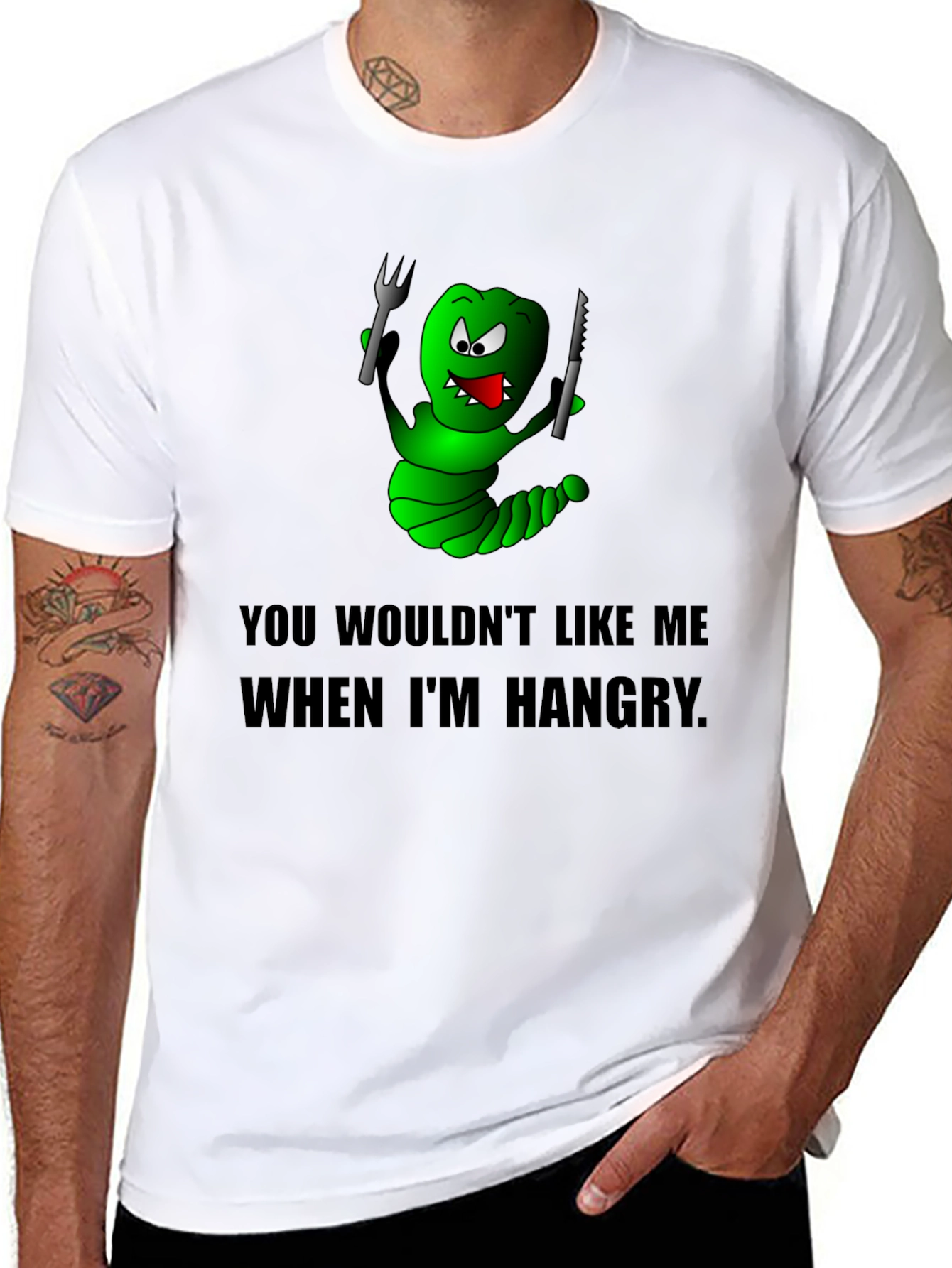 Hangry Worm Graphic Tee - Black