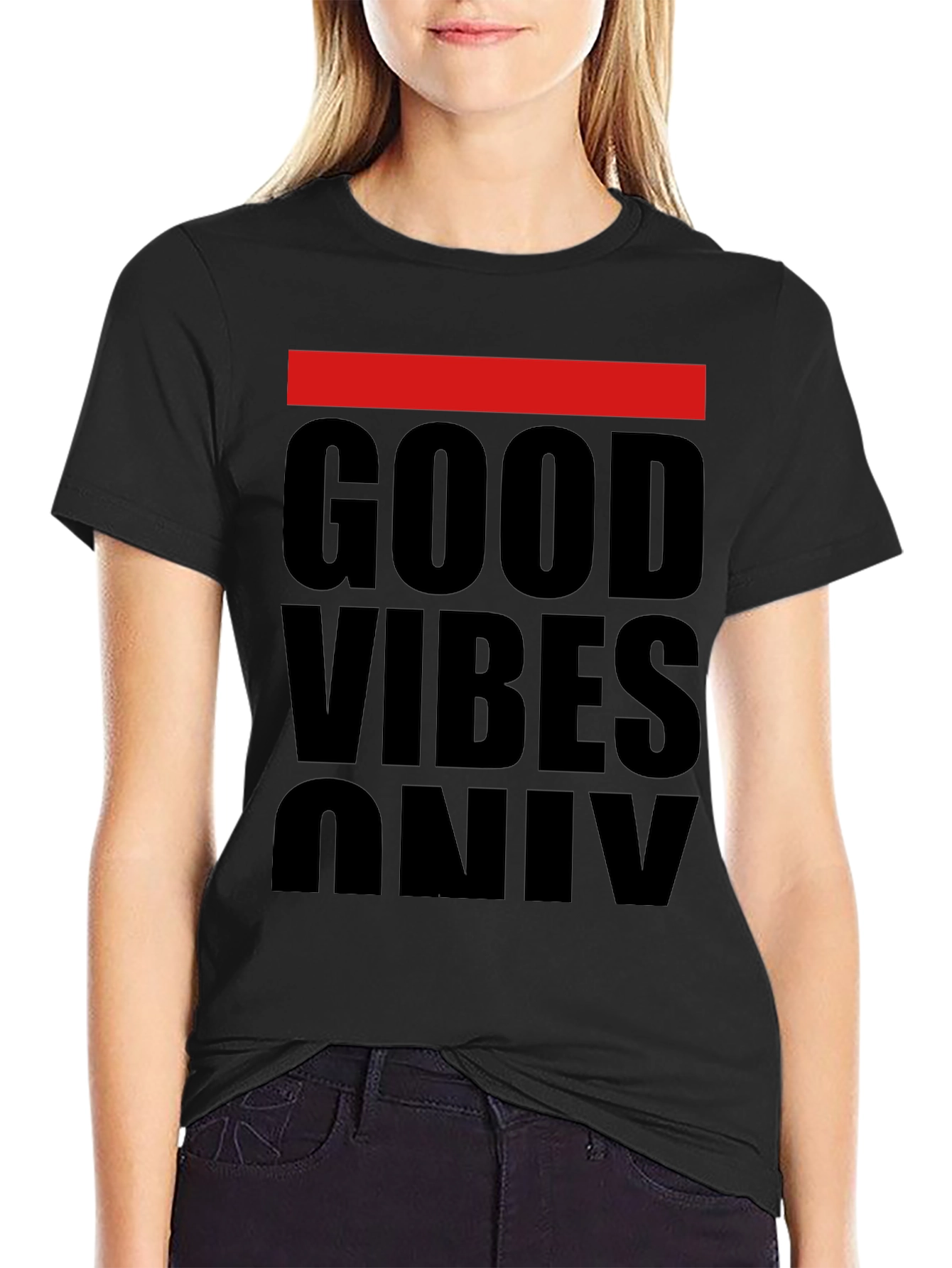 Good Vibes Only Graphic Tee - Black Cotton T-Shirt