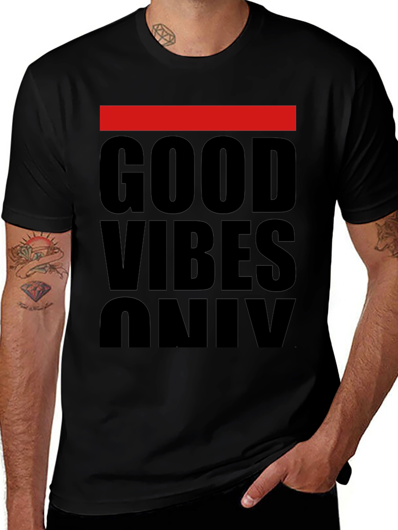 Good Vibes Only Graphic Tee - Black Cotton T-Shirt