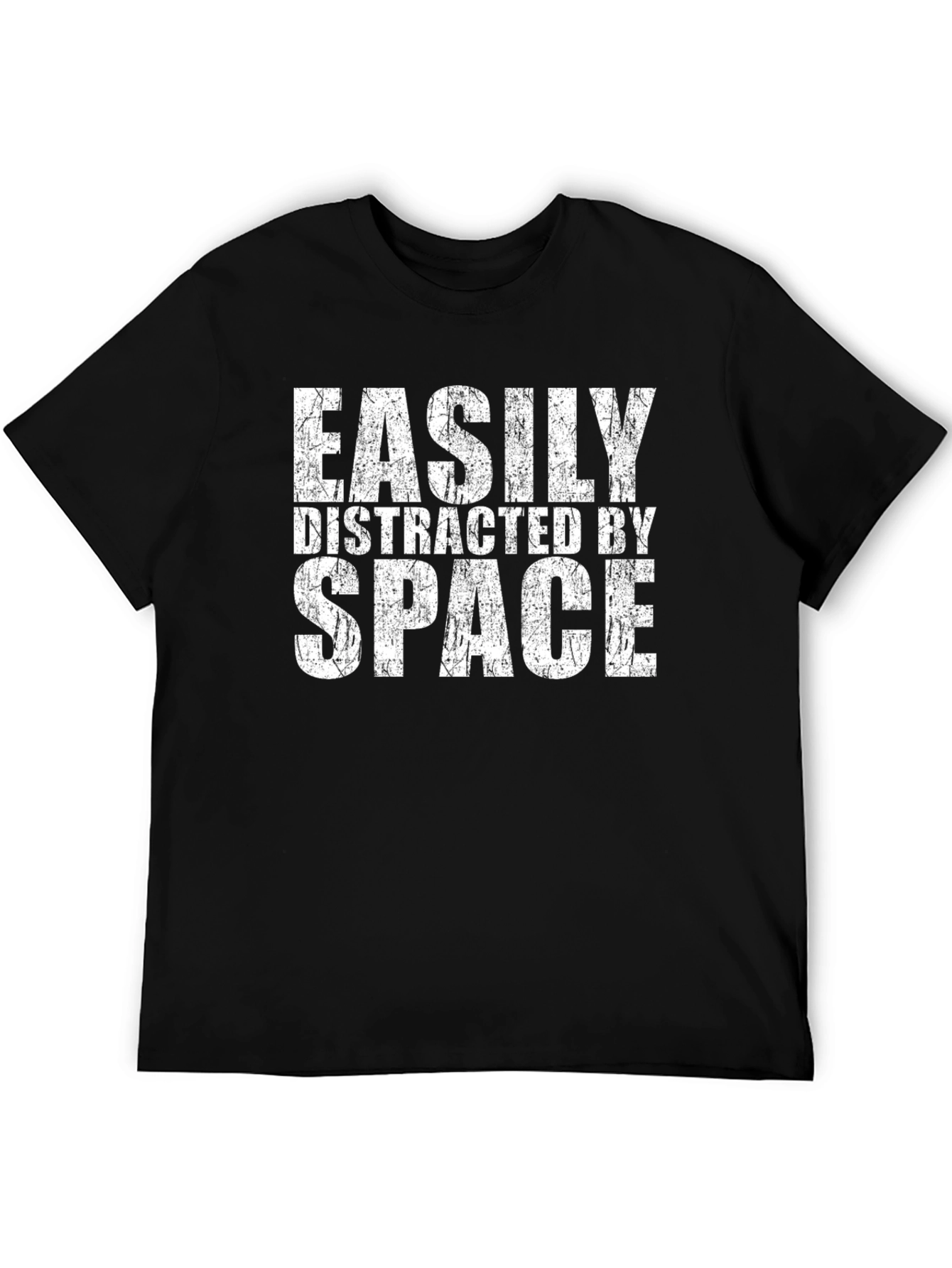 Easily Distracted By Space Black Graphic T-Shirt