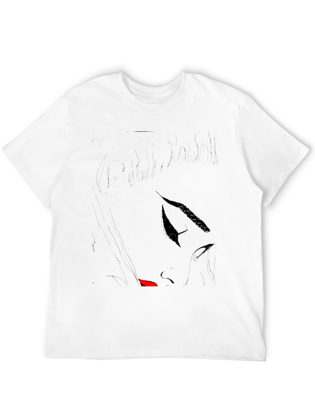 Stylish Black T-Shirt with Abstract Face Design