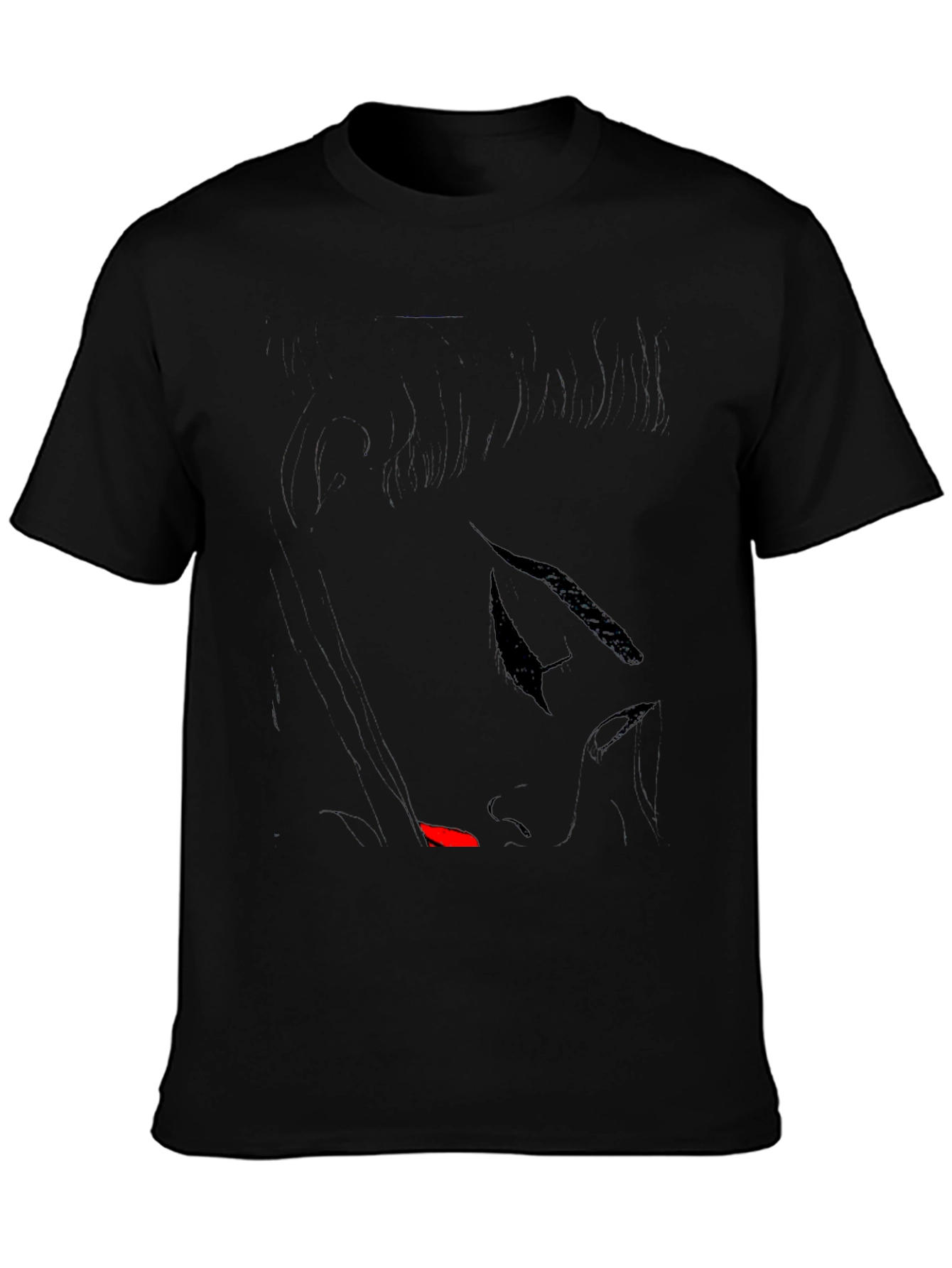 Stylish Black T-Shirt with Abstract Face Design