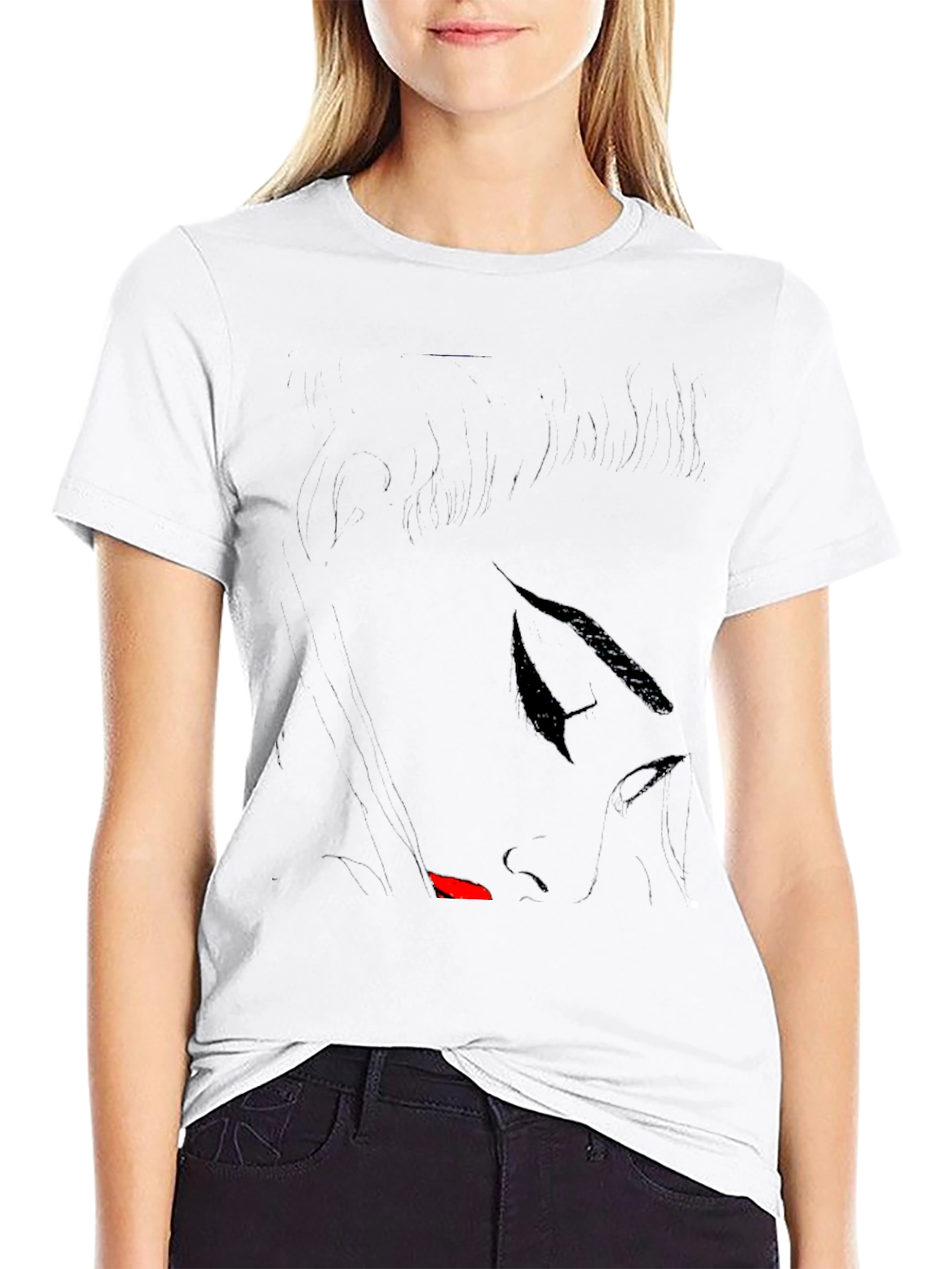 Stylish Black T-Shirt with Abstract Face Design