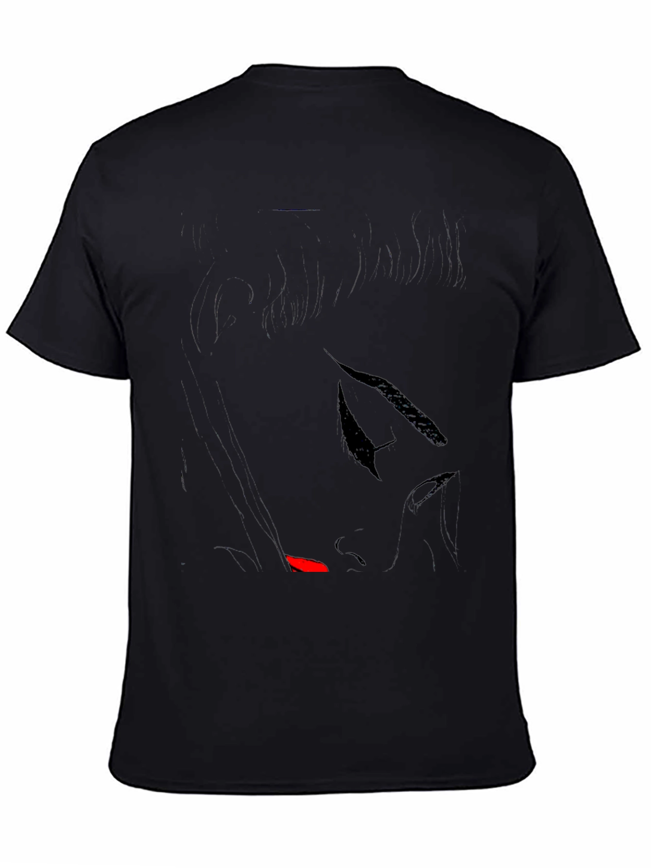 Stylish Black T-Shirt with Abstract Face Design