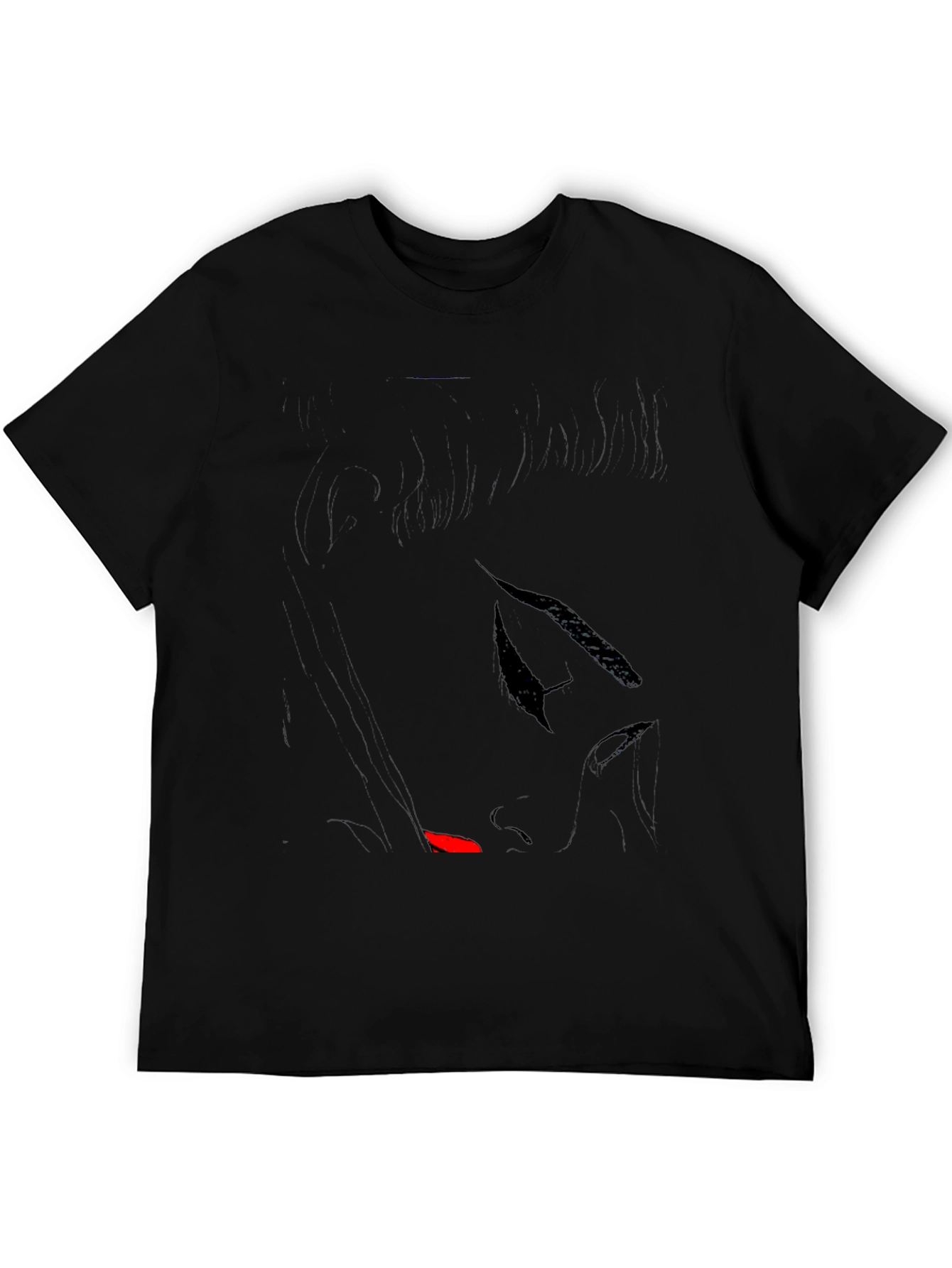 Stylish Black T-Shirt with Abstract Face Design