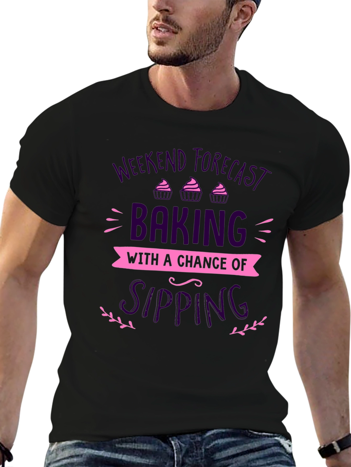 Weekend Baking & Sipping Black Graphic T-Shirt