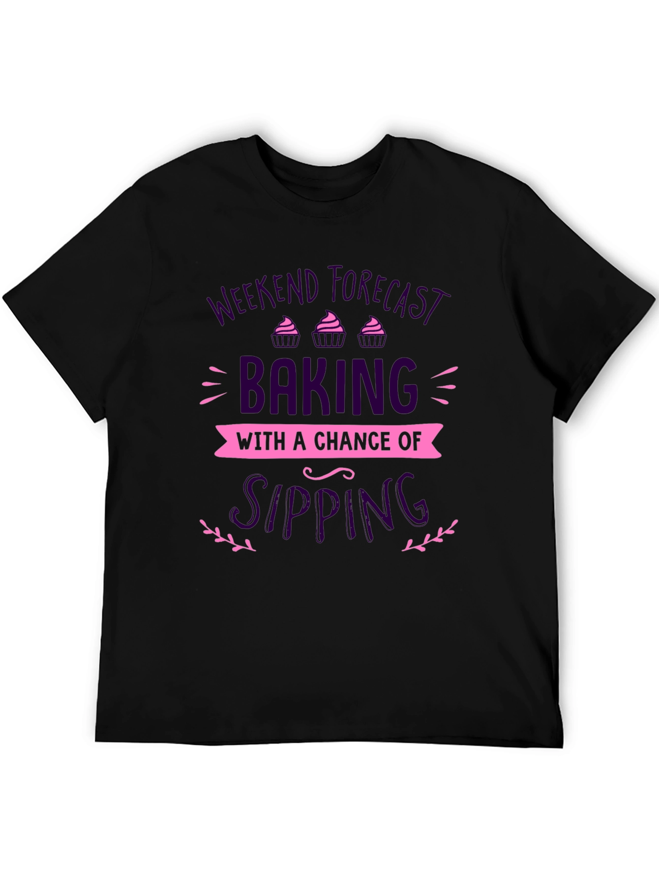 Weekend Baking & Sipping Black Graphic T-Shirt