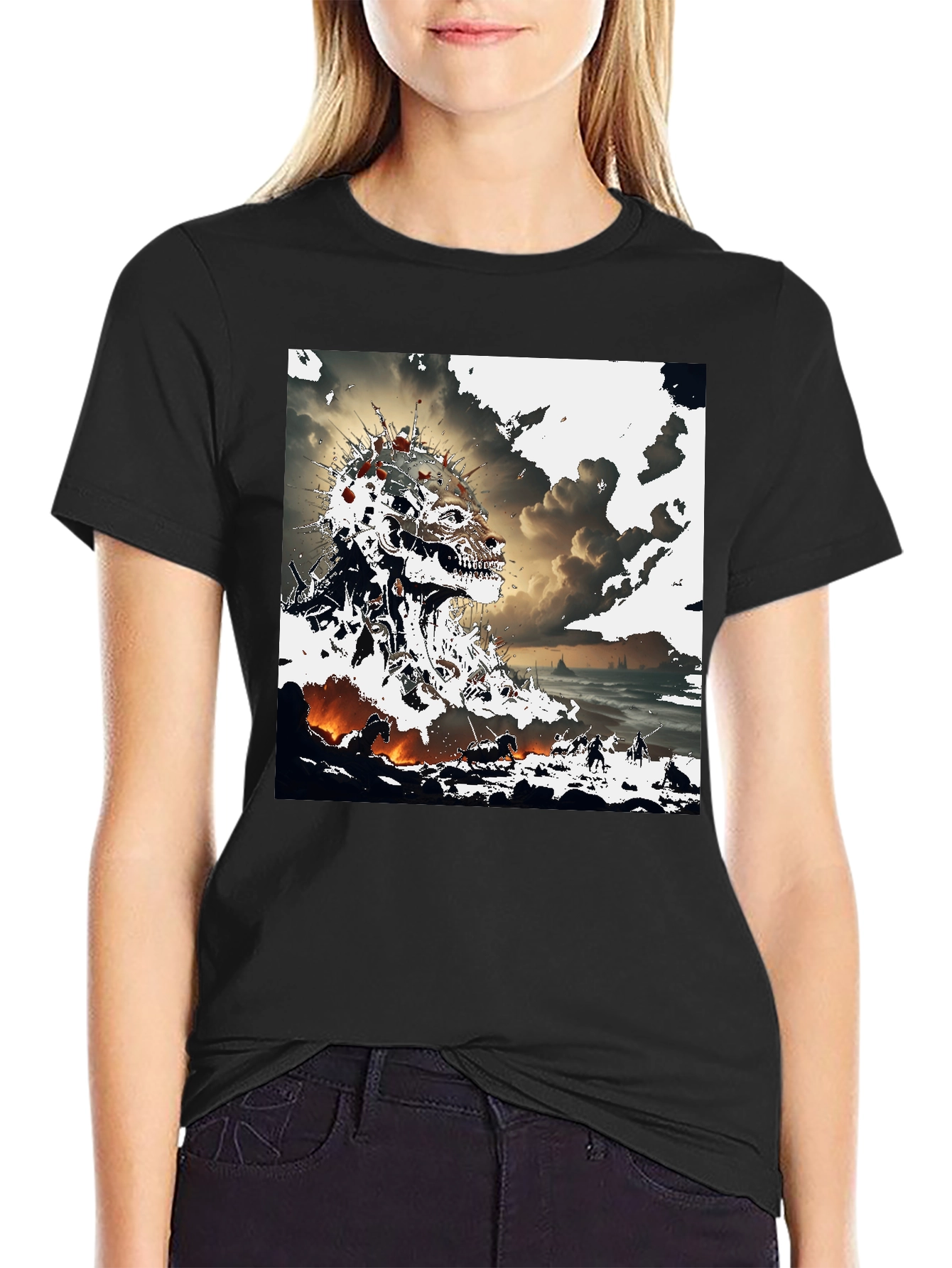 Abstract Skull Graphic T-Shirt - Edgy Design