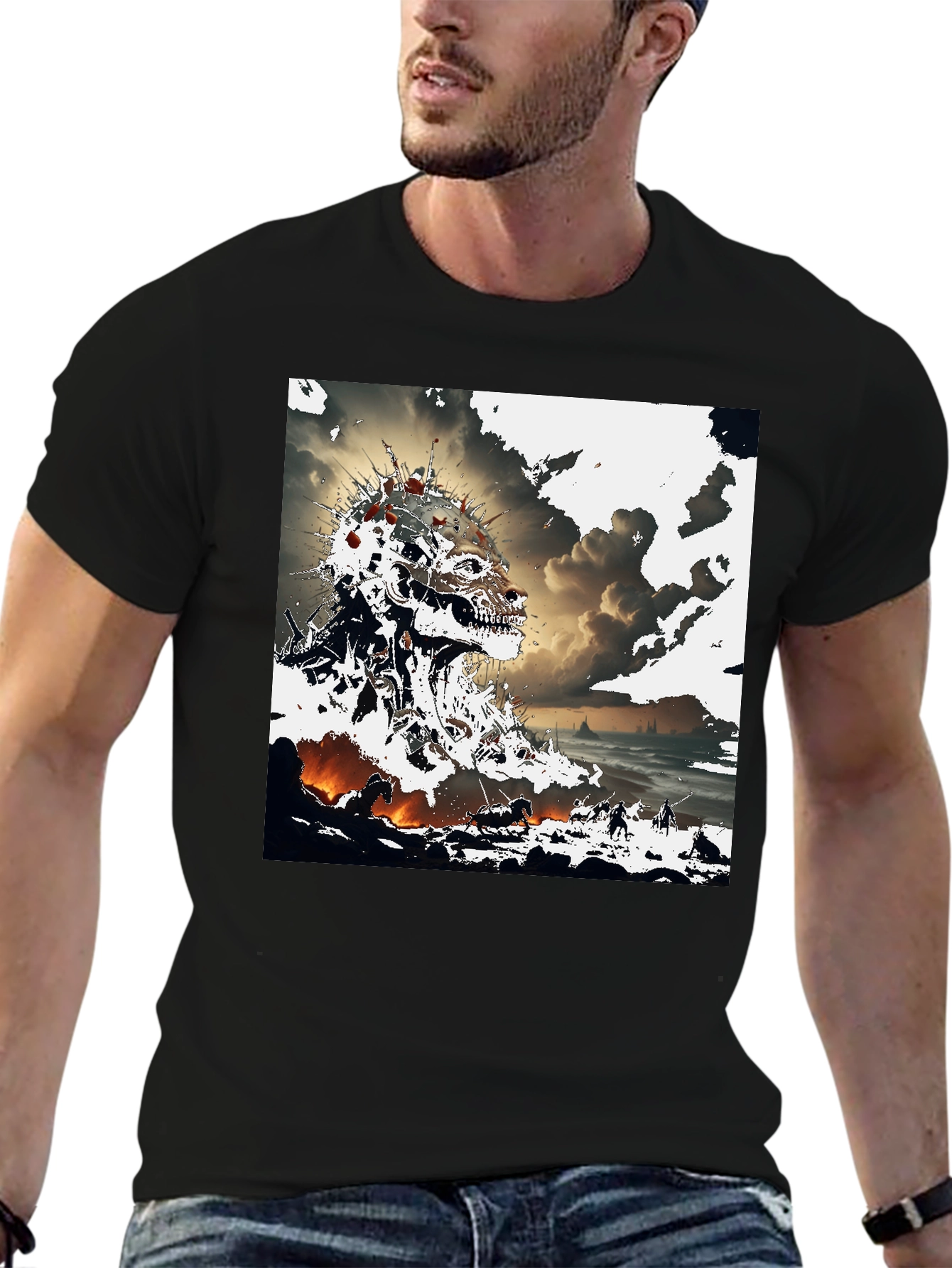 Abstract Skull Graphic T-Shirt - Edgy Design
