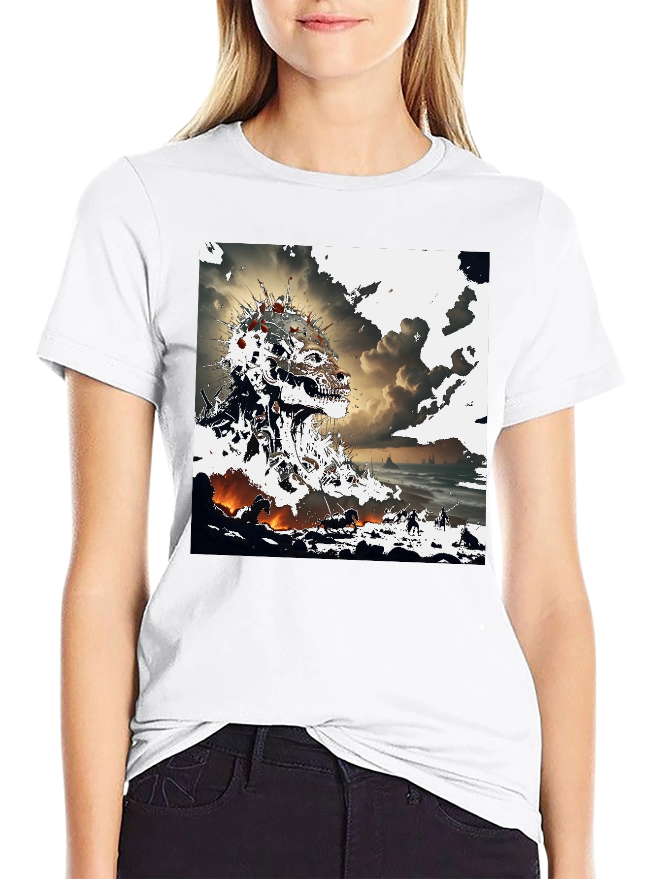 Abstract Skull Graphic T-Shirt - Edgy Design