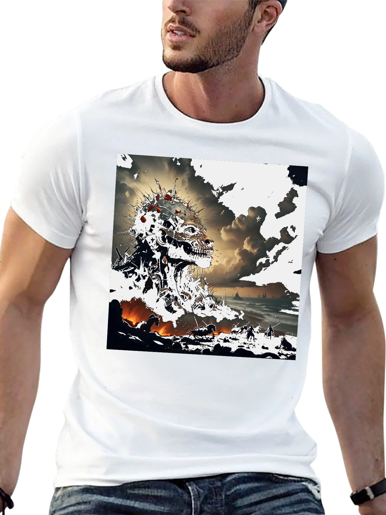 Abstract Skull Graphic T-Shirt - Edgy Design