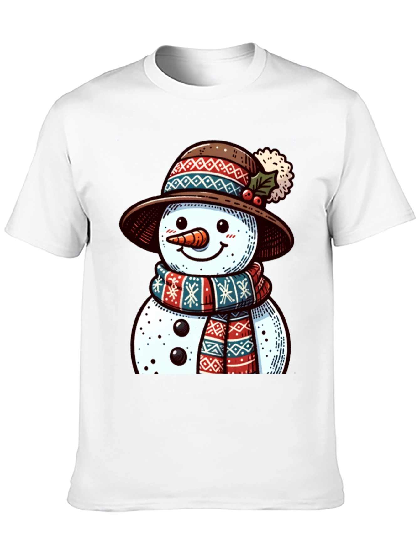 Festive Snowman Graphic Tee - Holiday Cheer