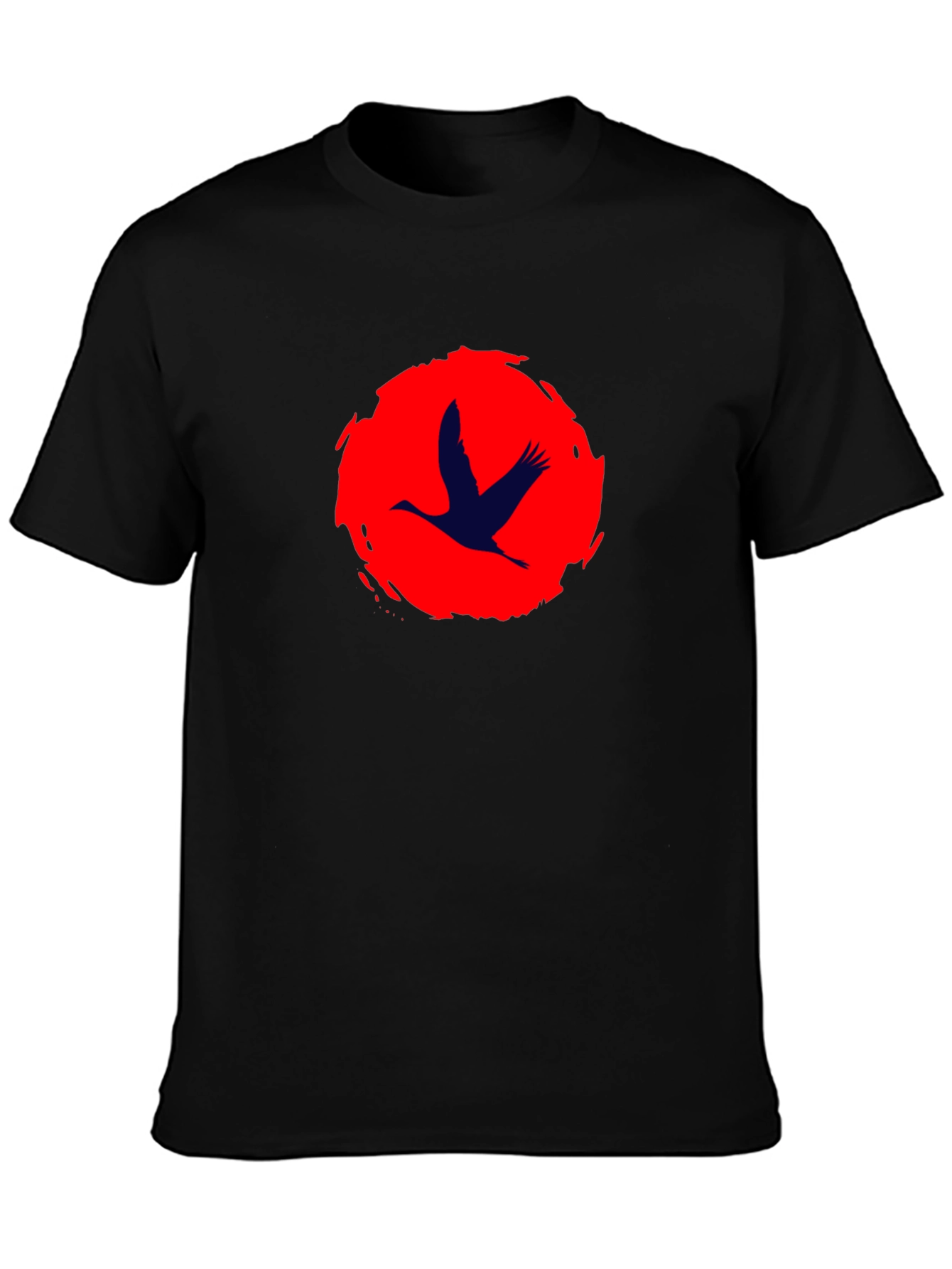 Crane Silhouette T-Shirt - Brushstroke Sun