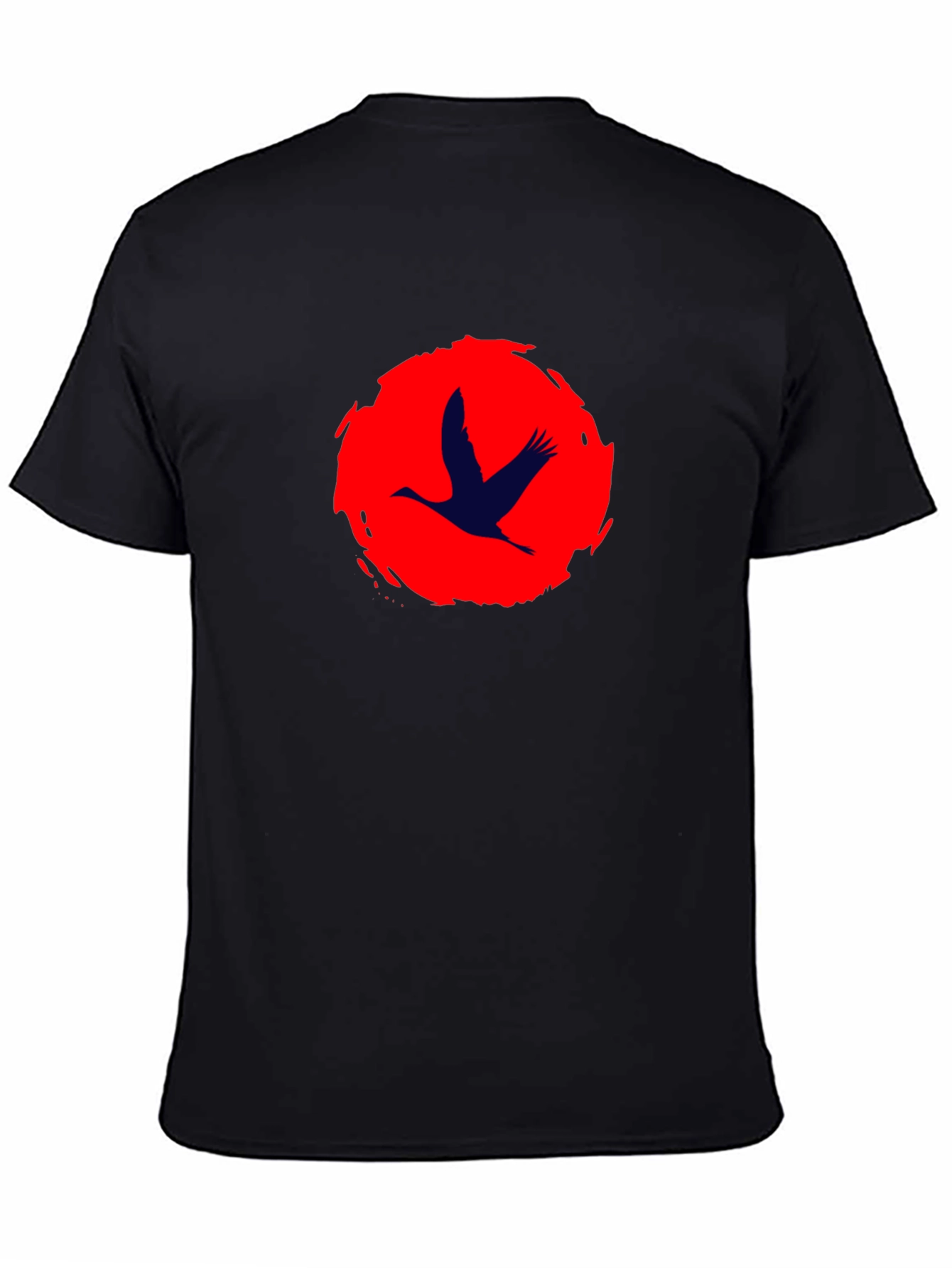 Crane Silhouette T-Shirt - Brushstroke Sun