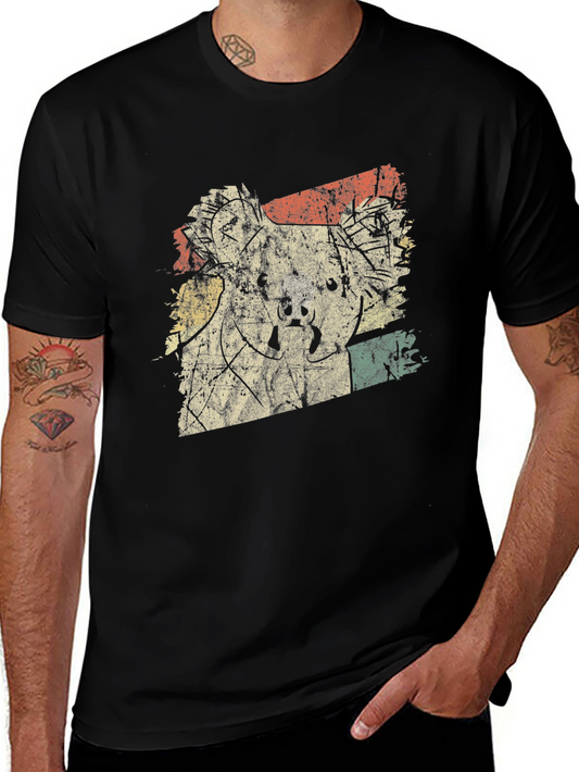 Retro Koala Graphic Tee - Mens Black Short Sleeve T-Shirt