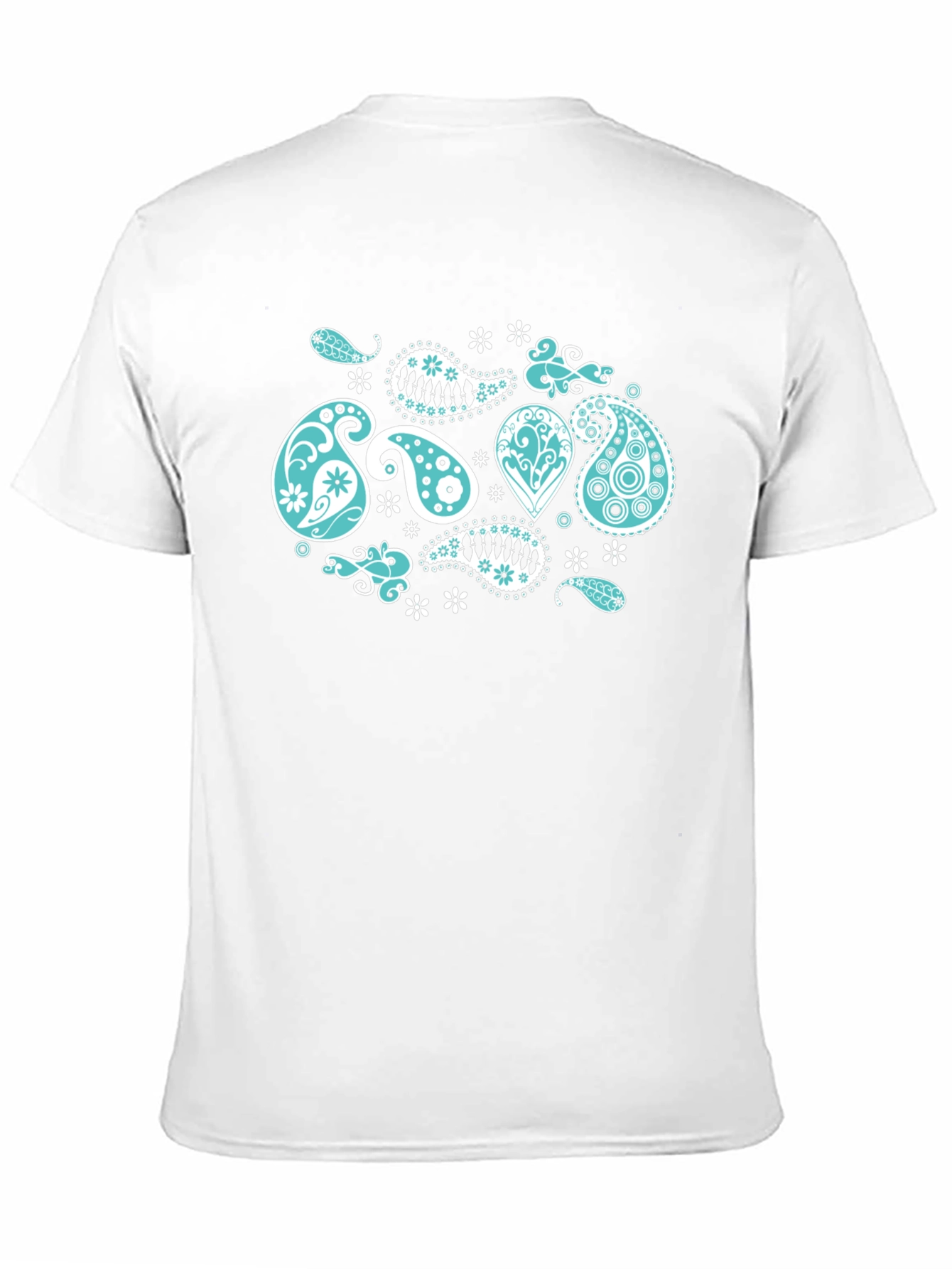 Black Tee with Turquoise Paisley Design