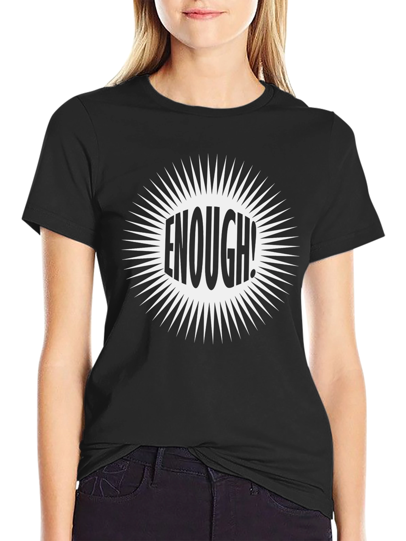 Enough! Graphic Tee - Black Cotton Blend